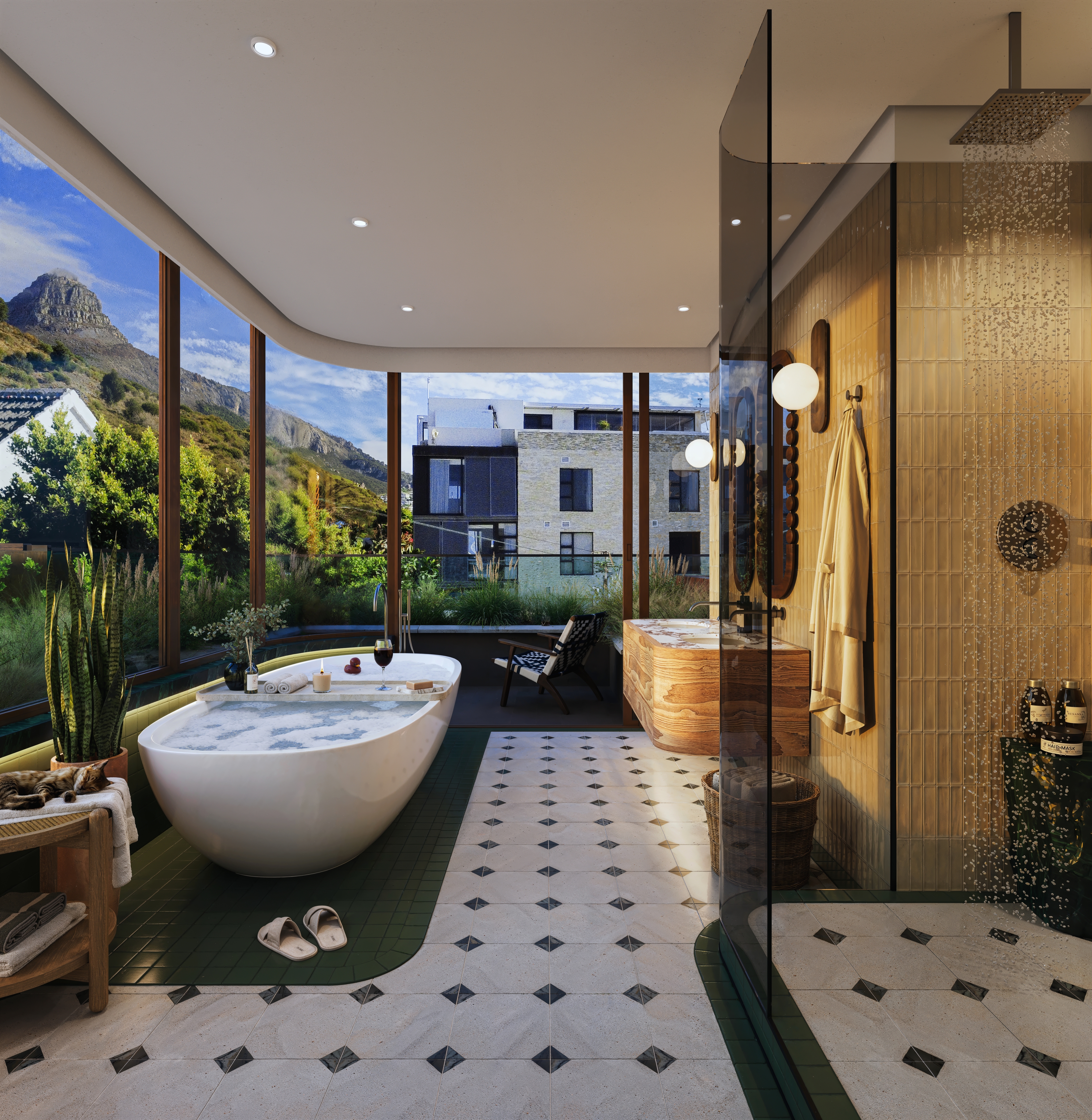 Bathroom interior, residence render